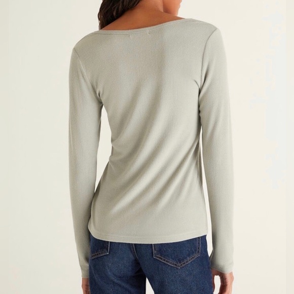 NWT Z SUPPLY Cait Rib Henley Top Pale Jade - Picture 4 of 10